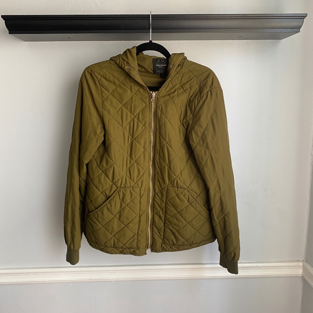 Zara Green Quilted Bomber Jacket. Women's Medium.